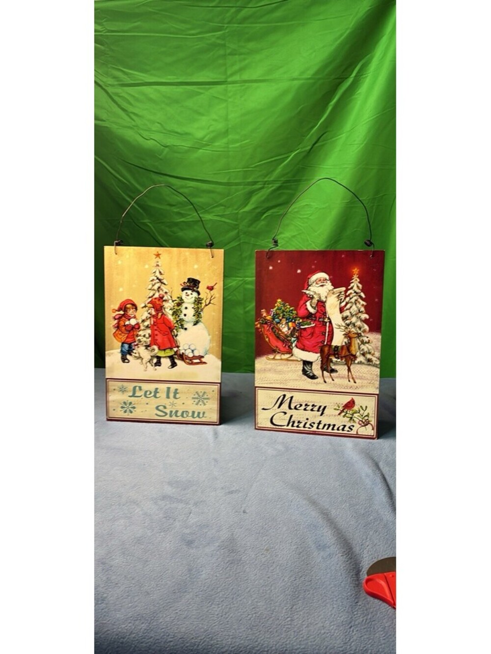 Vintage Style Christmas Hanging Signs - 2 Vertical